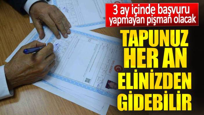 3 ay içinde başvuru yapmayan pişman olacak. Tapunuz her an elinizden gidebilir