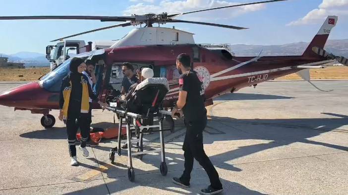 80 yaşındaki hasta ambulans helikopterle hastaneye yetiştirildi