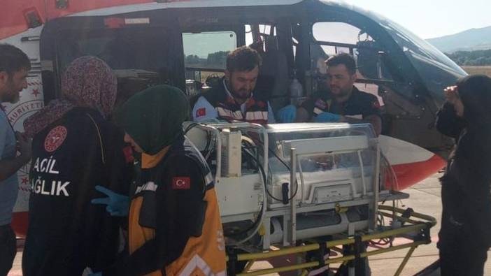 Ambulans helikopter yenidoğan bebek için havalandı