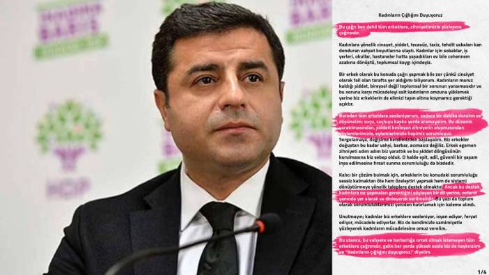 Demirtaş'tan "Kadınların çığlığını duyuyoruz" bildirisi! 'Kendimizle yüzleşerek kadınların mücadelesine omuz verelim'