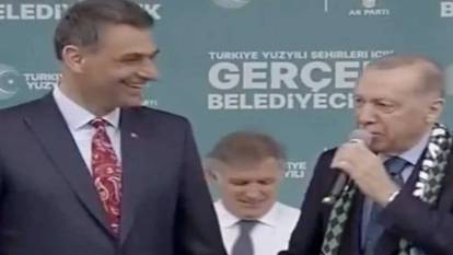 Erdoğan uzun boylu Belediye Başkan adayına şaşırdı